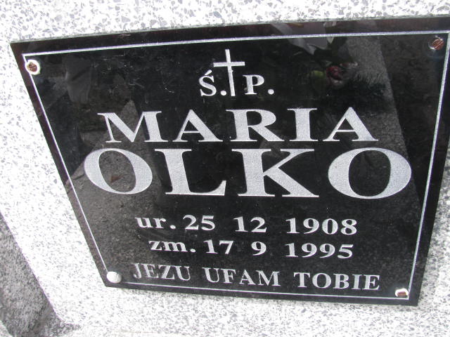 Maria Olko 1908 Rudnik nad Sanem - Grobonet - Wyszukiwarka osób pochowanych